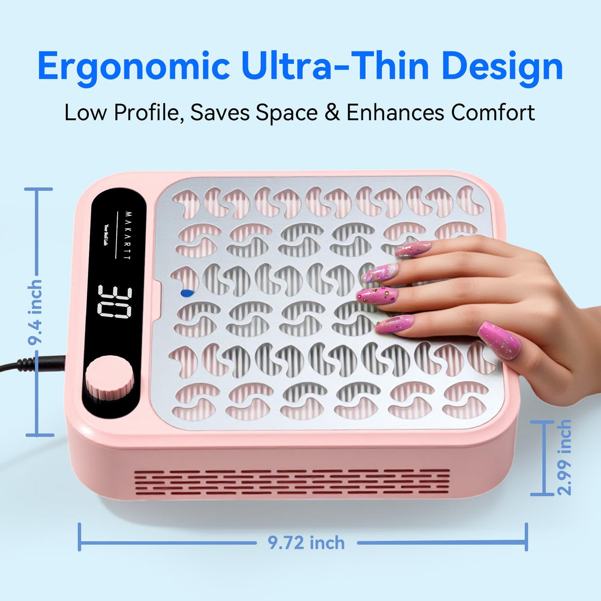 Makartt Nail Dust Collector LED display close-up