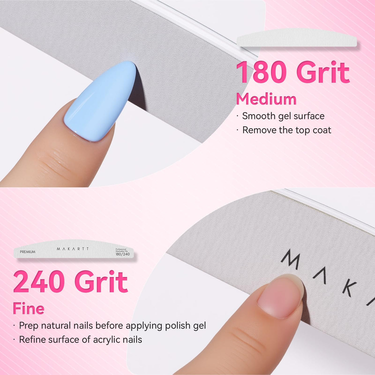Makartt nail file showing dual-sided grit texture