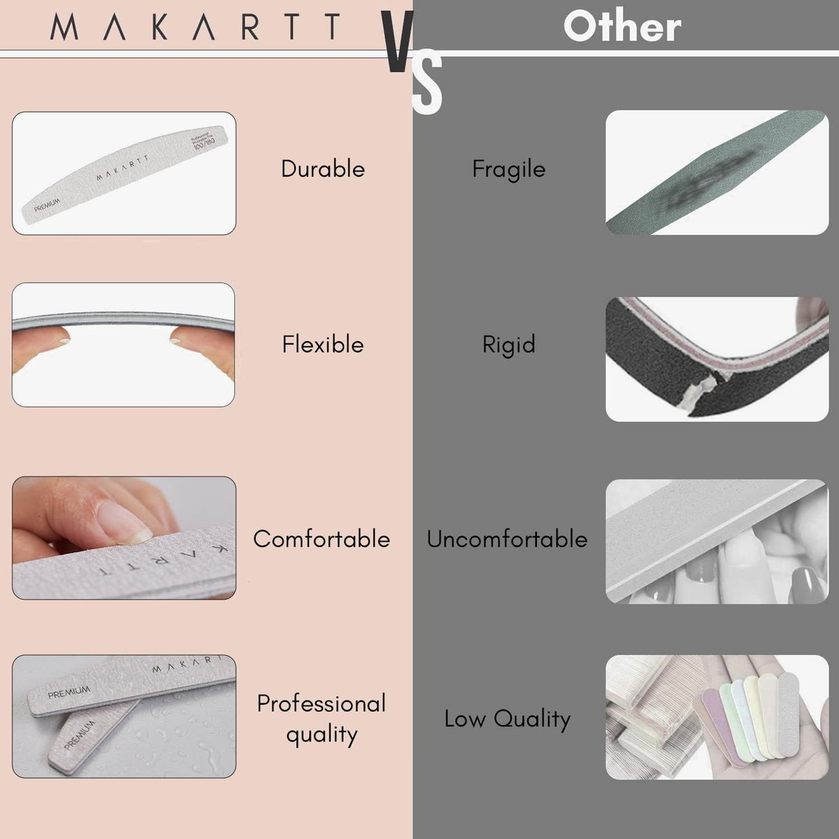 Makartt nail file with curved shape for precision filing