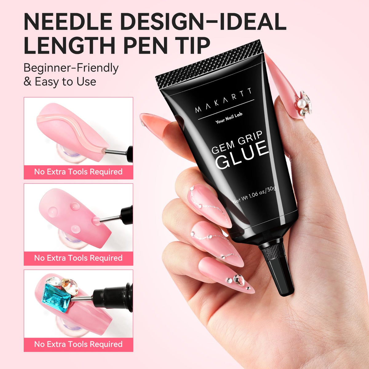 Makartt Nail Gem Glue 60g needle tip applicator for precise application