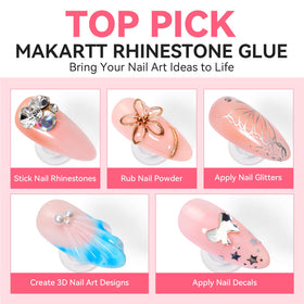 Makartt Nail Gem Glue 60g with rhinestones on a nail art design