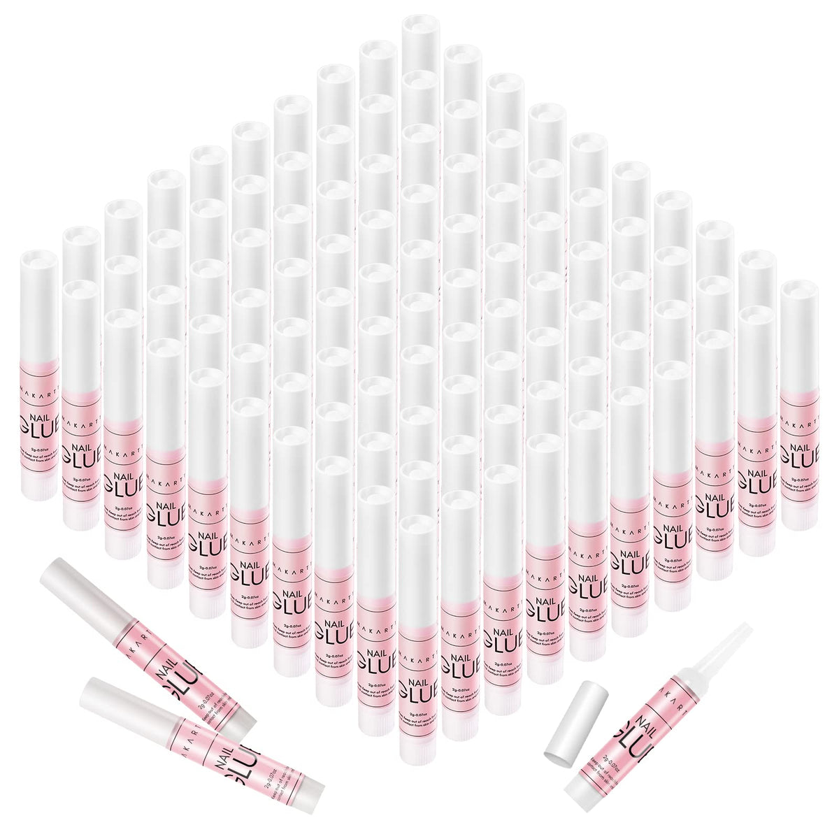 Makartt Nail Glue 100PCS bulk pack with individual tubes
