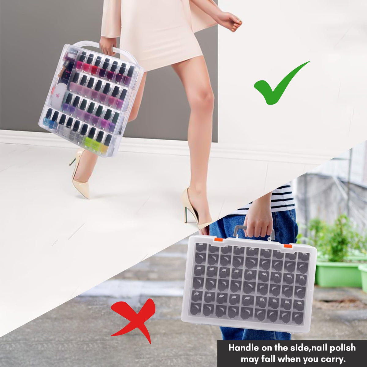 Makartt nail polish organizer filled with colourful nail polish bottles
