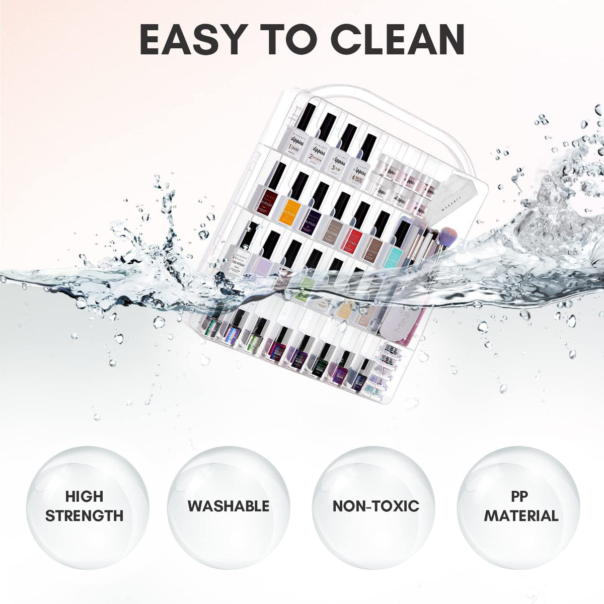 Makartt nail polish organizer with secure closing latch