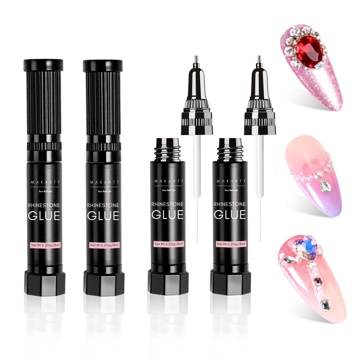 Makartt Nail Rhinestone Glue 4 x 8ml front view