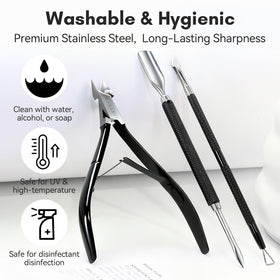 Makartt nail trimmer showing dual-blade cleaner for nail debris