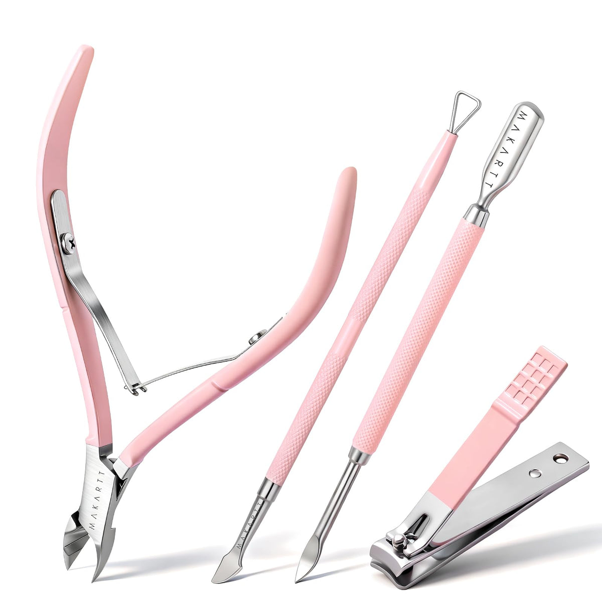 Makartt Pink Cuticle Trimmer Set with nippers and pushers