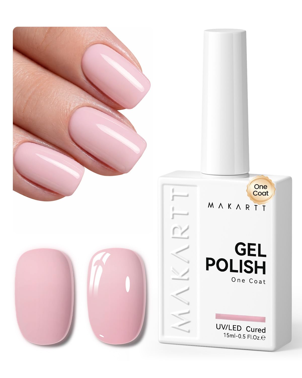 Makartt Ultra Pigmented Pink Gel Nail Polish 15ml front view