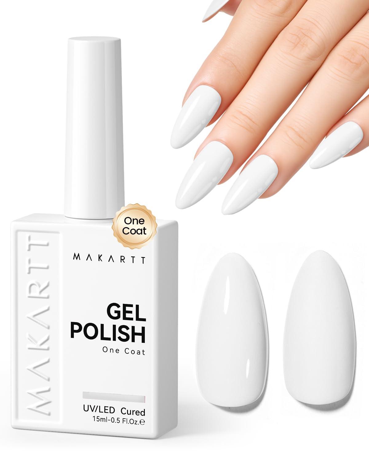 Makartt Ultra-Pigmented White Gel Nail Polish 15ml front view