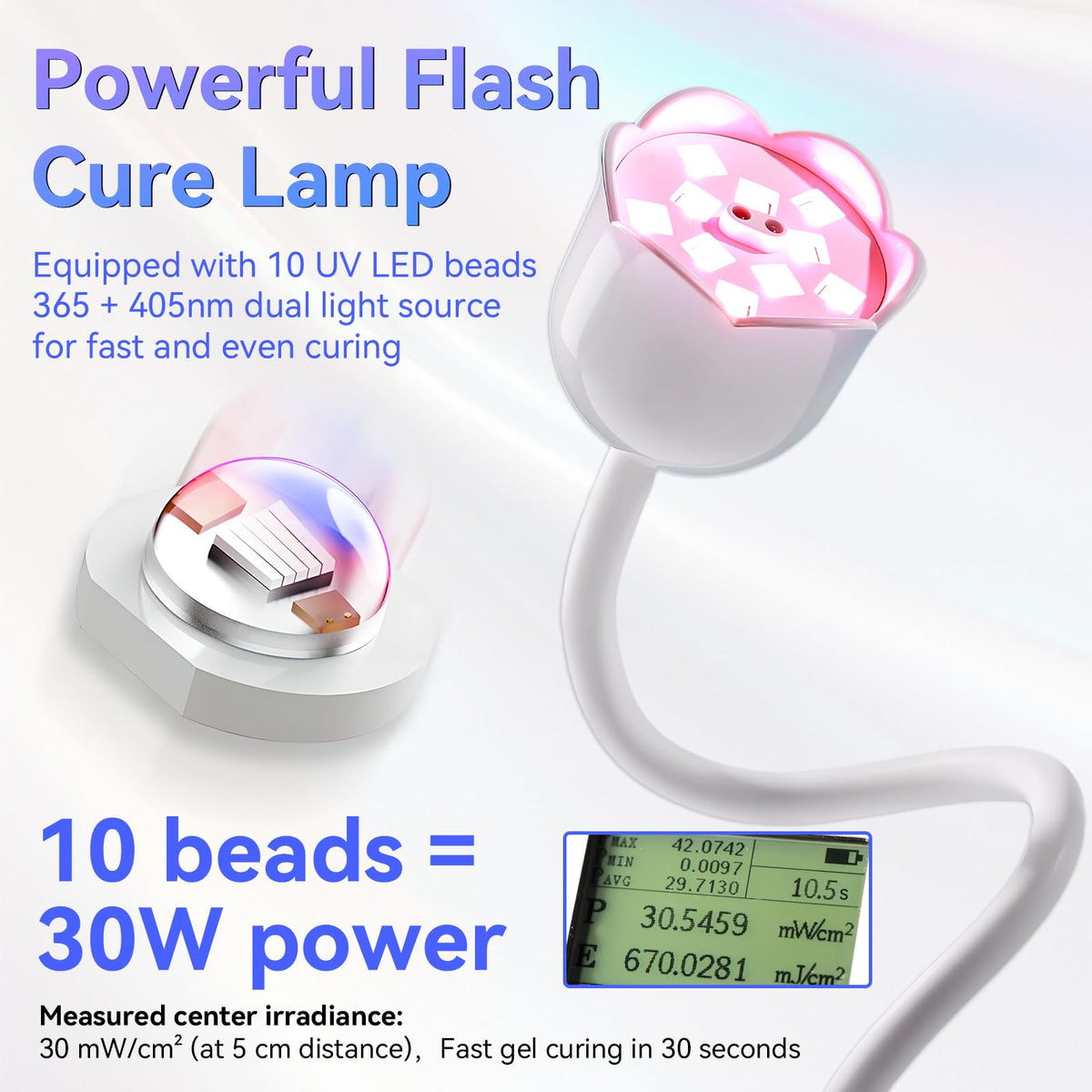 Makartt UV Nail Lamp showing 10s flash feature