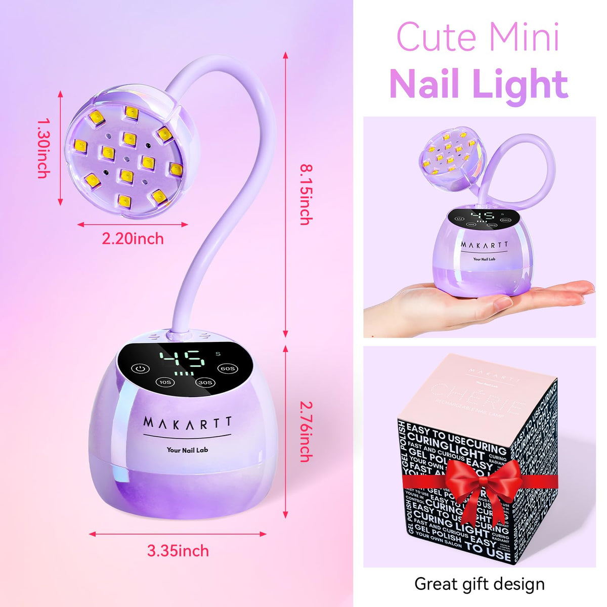 Makartt UV Nail Lamp showing stability base