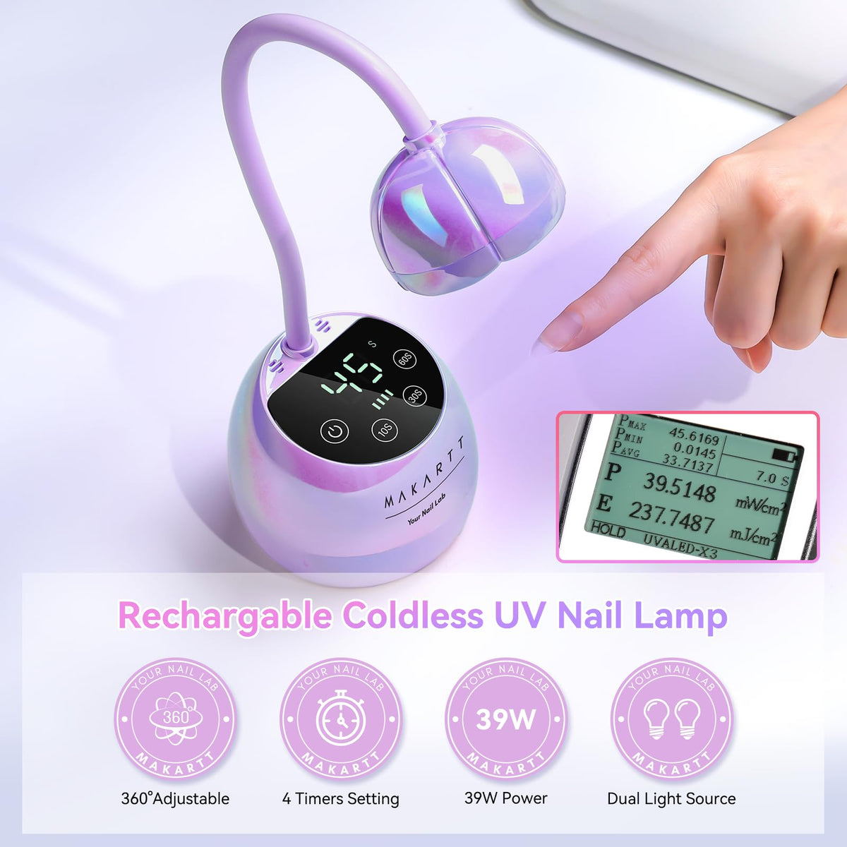 Makartt UV Nail Lamp with flexible gooseneck