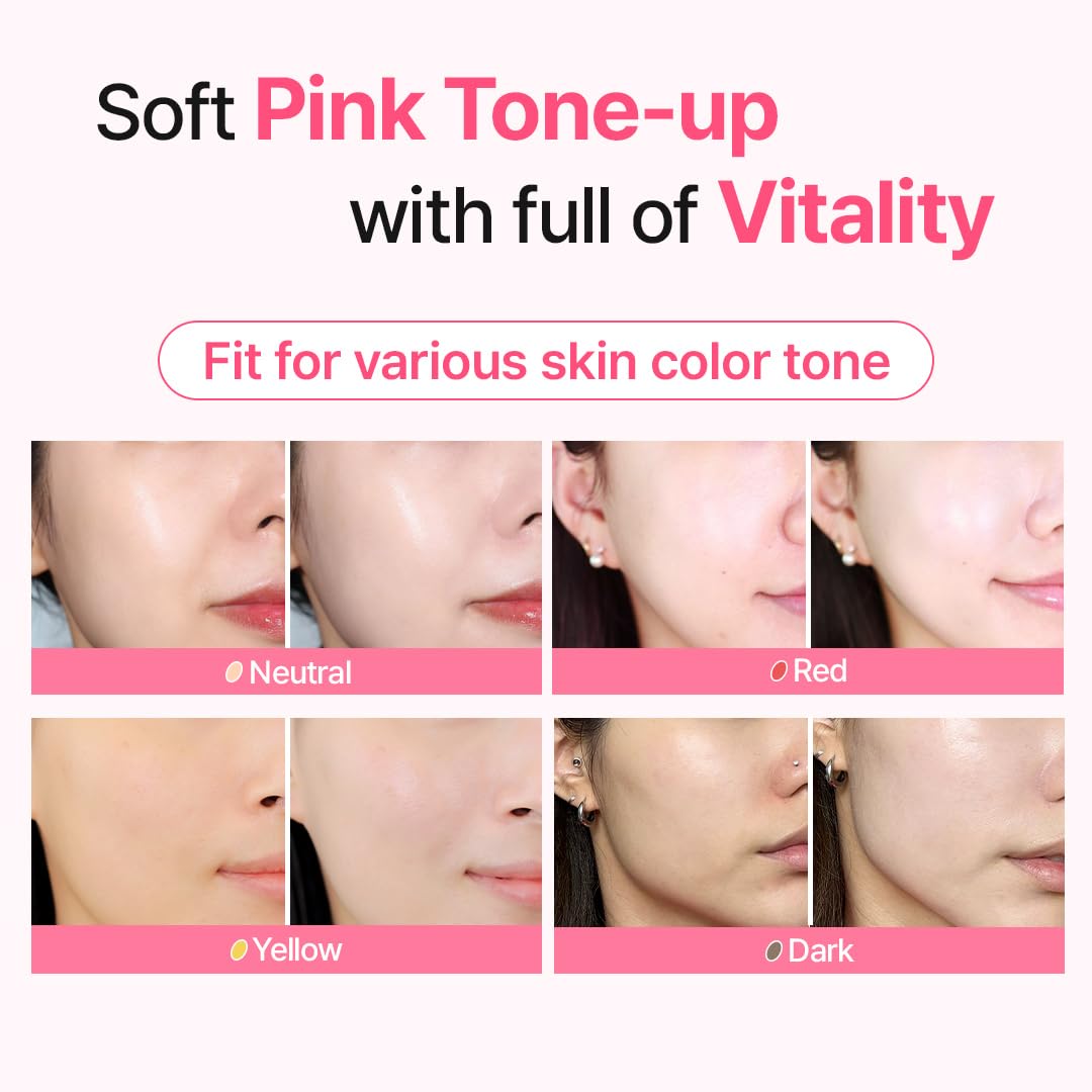 MAKEP:REM Soothing Pink Tone Up Sunscreen pink tint demonstration