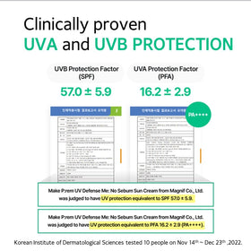 MAKEP:REM UV Defence No Sebum Sunscreen back view with ingredients