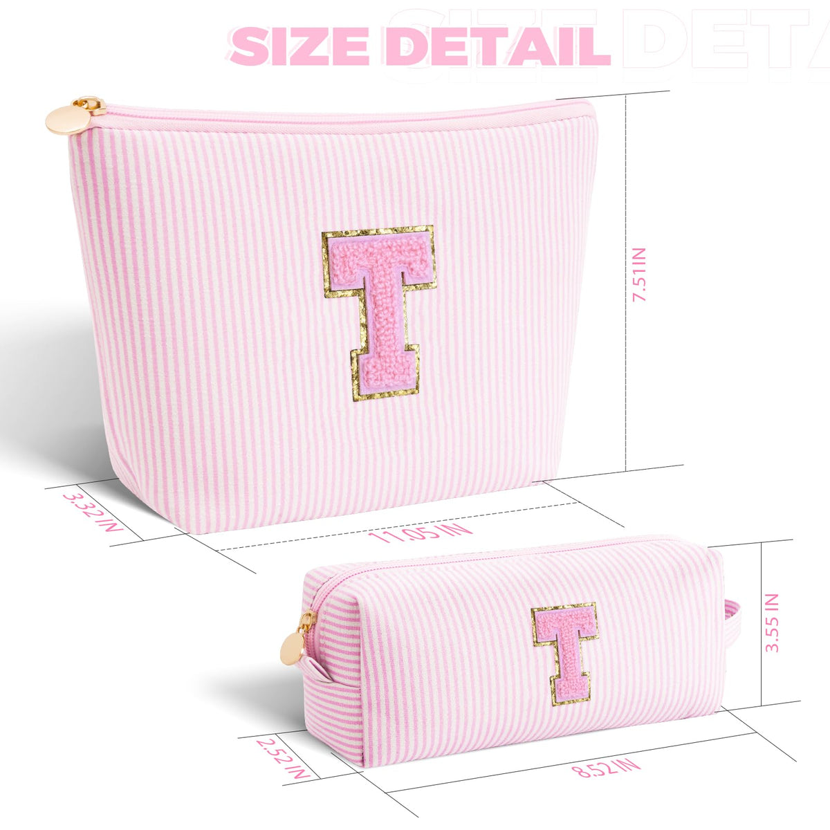 Makeup bag set displayed with cosmetics inside
