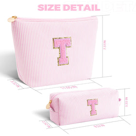 Makeup bag set displayed with cosmetics inside