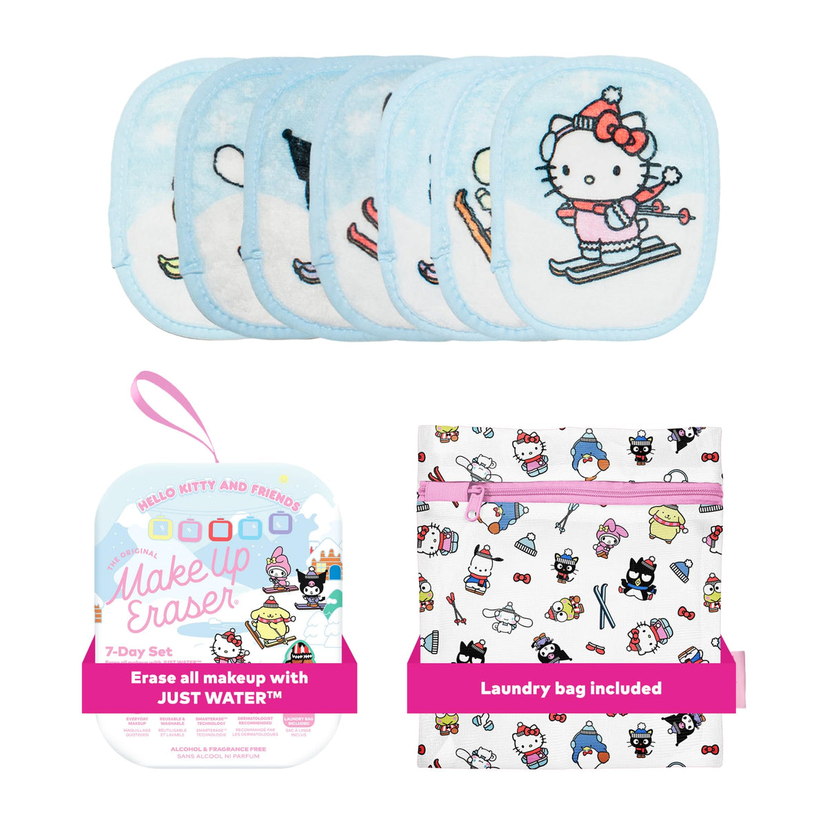 MakeUp Eraser 7-Day Set featuring Hello Kitty skiing design