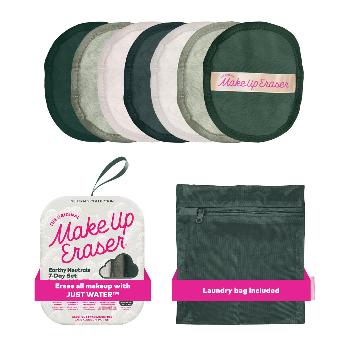 MakeUp Eraser 7-Day Set front view with assorted colours