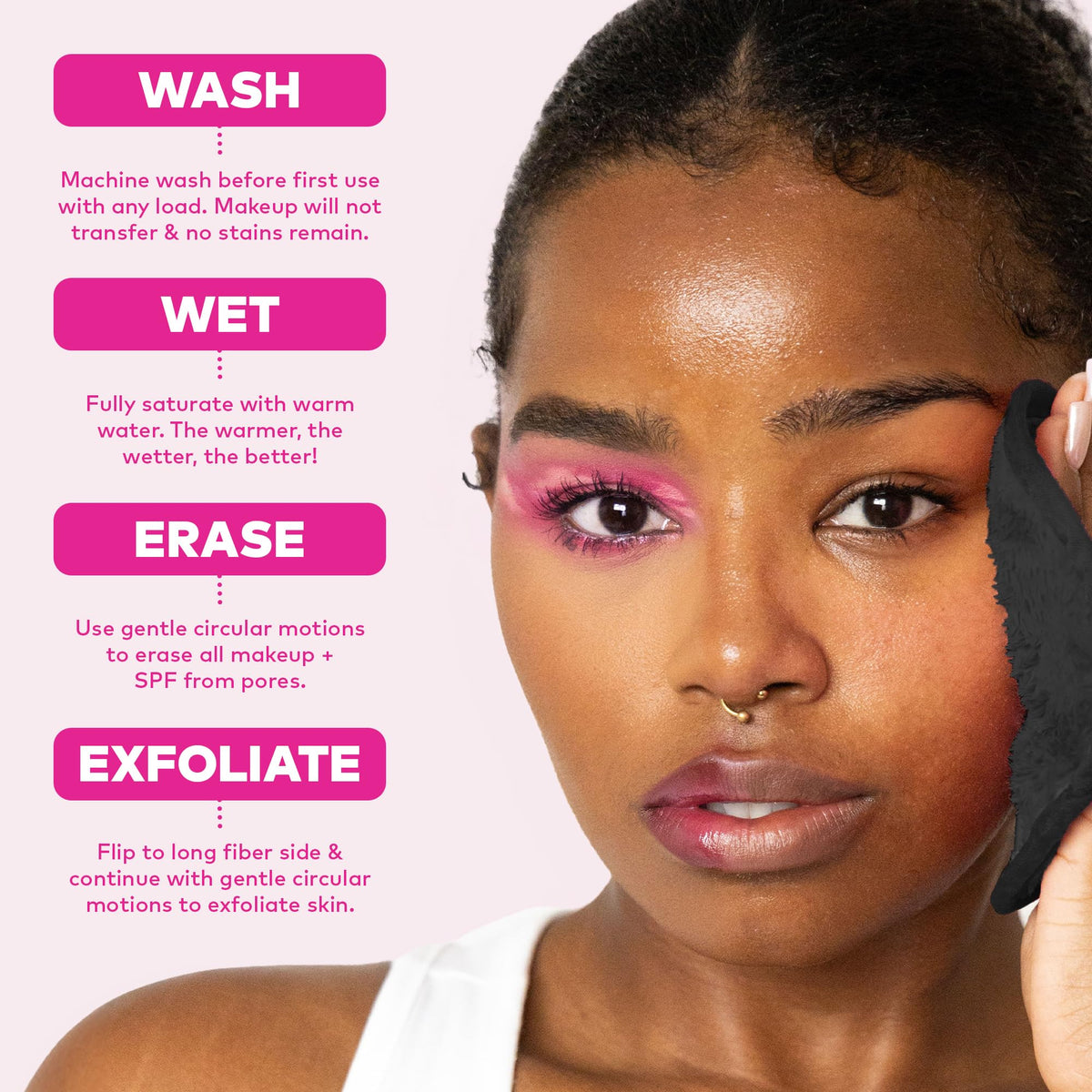 MakeUp Eraser 7-Day Set with water showing makeup removal process