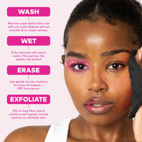 MakeUp Eraser 7-Day Set with water showing makeup removal process