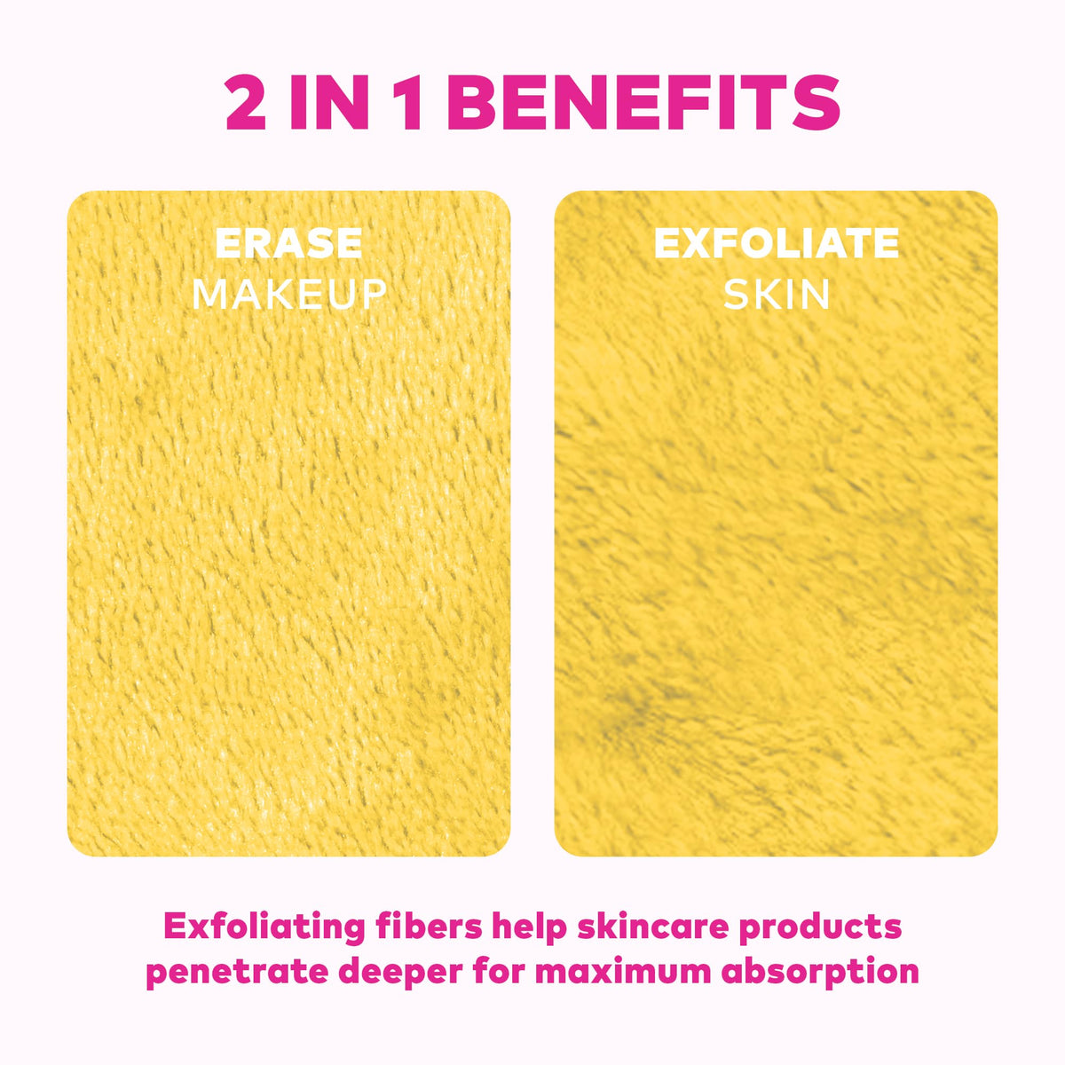 MakeUp Eraser cloths in a hand demonstrating makeup removal