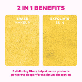 MakeUp Eraser cloths in a hand demonstrating makeup removal