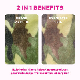 MakeUp Eraser PRO Camo being used to remove makeup