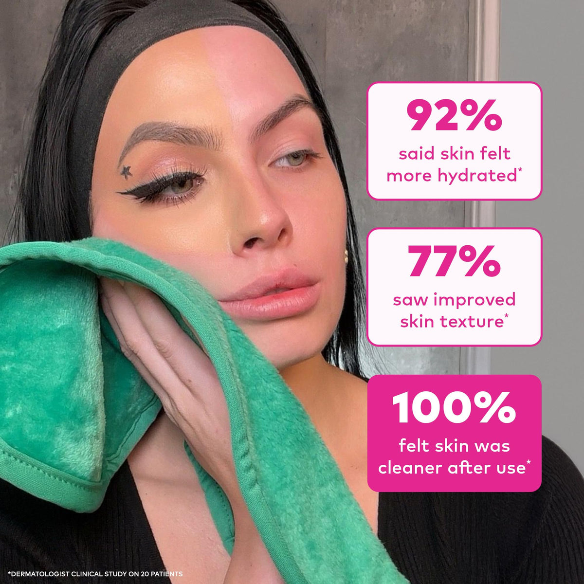 MakeUp Eraser PRO in use for removing makeup