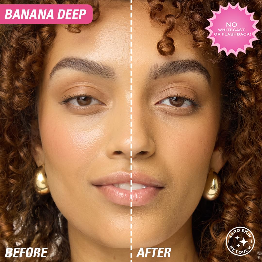 Makeup Revolution Loose Baking Powder Banana Deep applied on skin