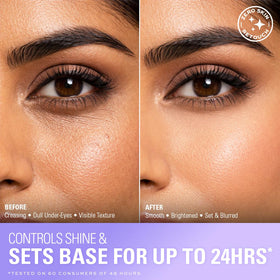 Makeup Revolution Loose Baking Powder Banana Deep in use with brush