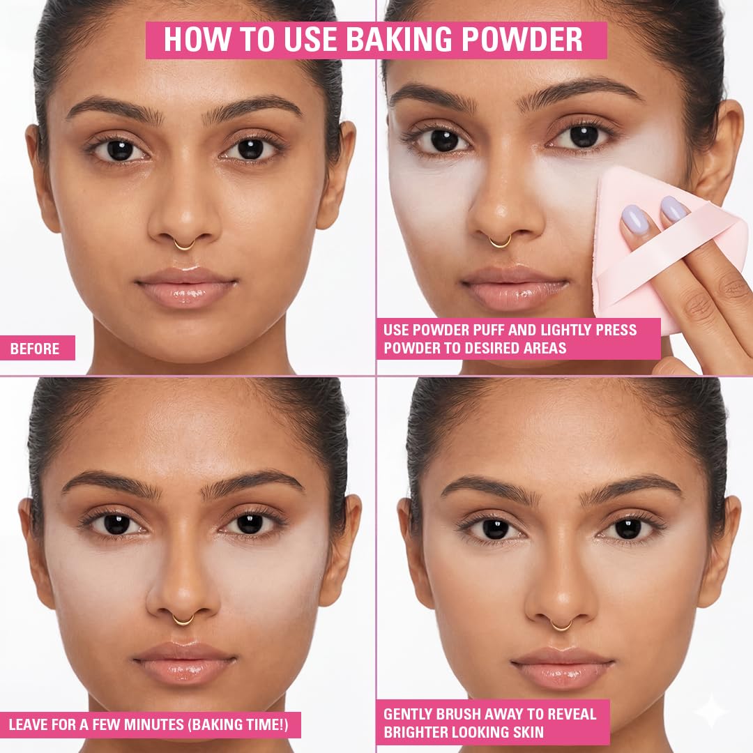 Makeup Revolution Loose Baking Powder Banana Deep on a makeup sponge