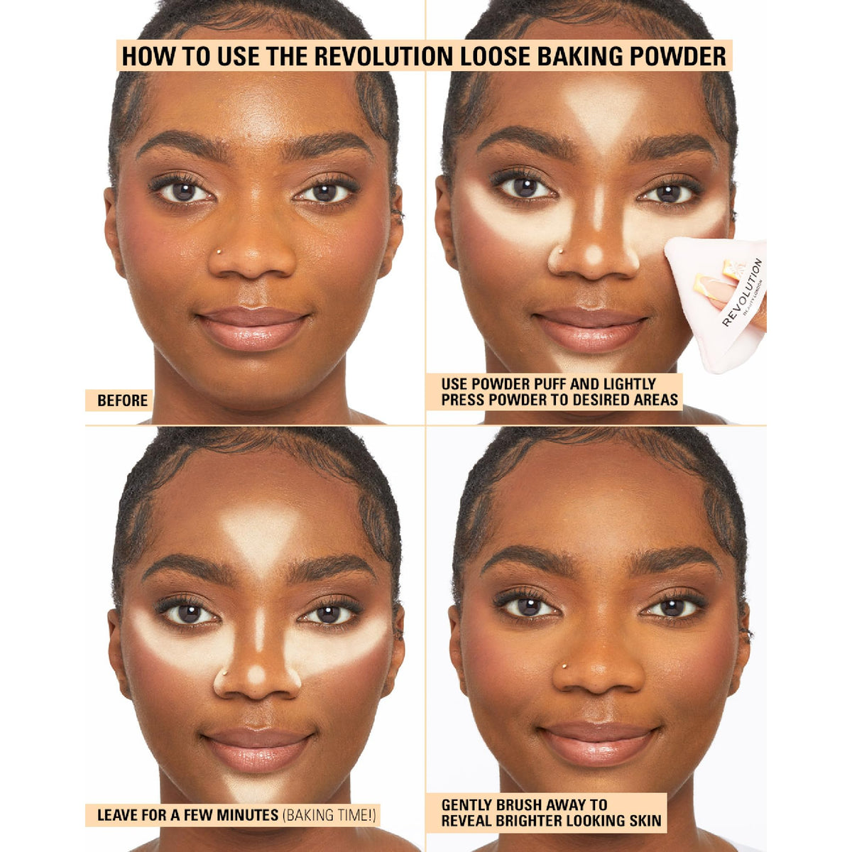 Makeup Revolution Loose Baking Powder Translucent with brush