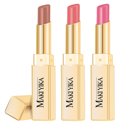 MAKI YIKA 3Pc Moisture Lipsticks in brown, nude, and pink shades