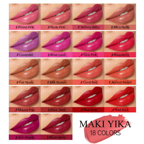 MAKI YIKA lipsticks displayed with natural lighting