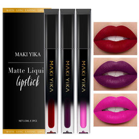 MAKI YIKA Matte Liquid Lipstick Set front view with three shades