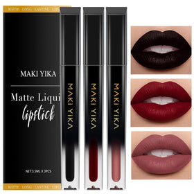 MAKI YIKA Matte Liquid Lipstick Set front view with three shades