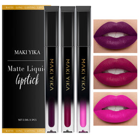 MAKI YIKA Matte Liquid Lipstick Set in Plum shades front view