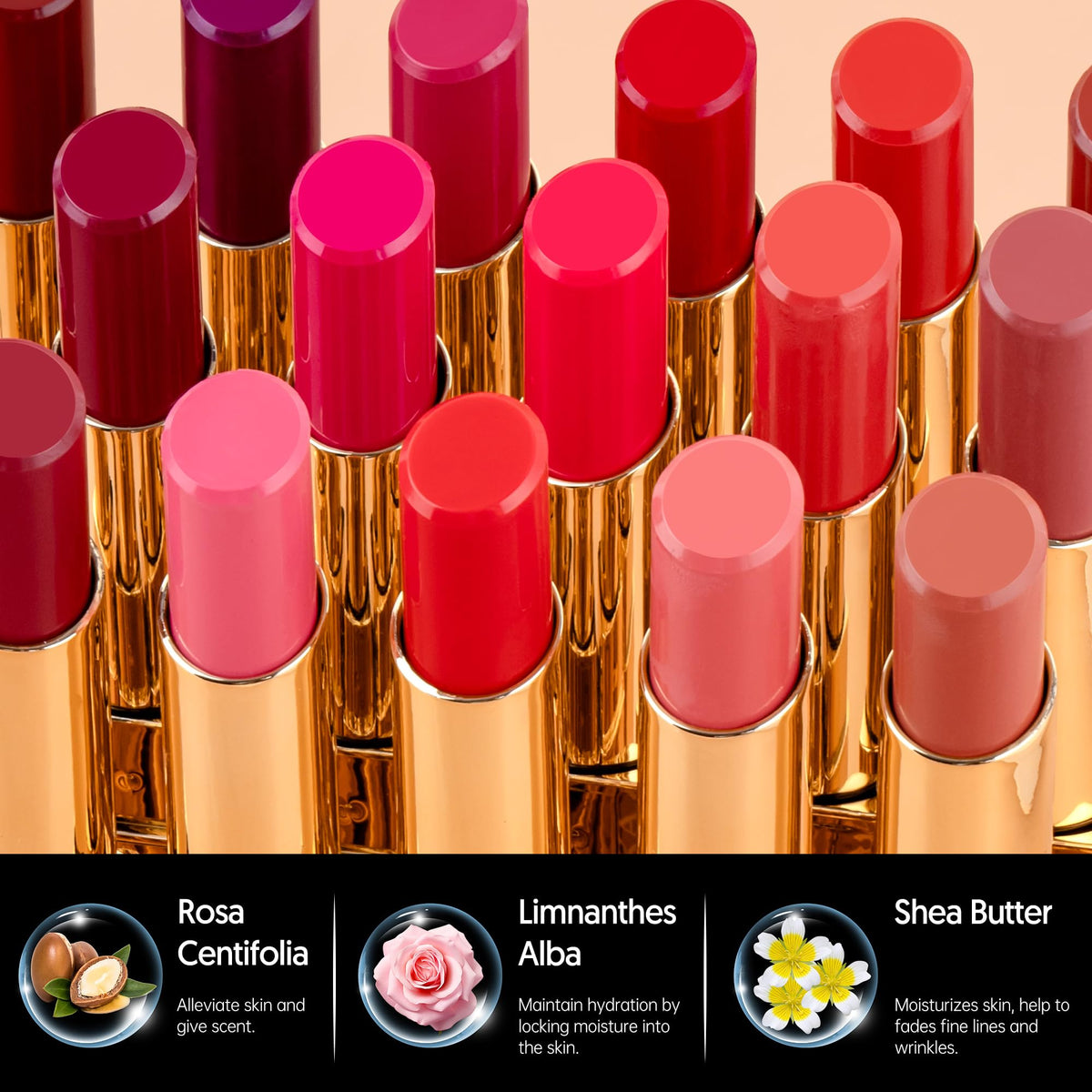 MAKI YIKA Moisture Lipstick with a soft focus background