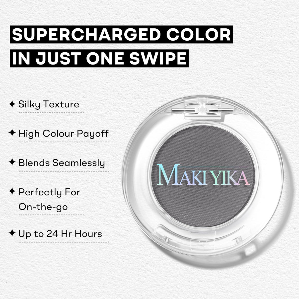 MAKI YIKA Smoky Grey Eye Shadow swatched on skin