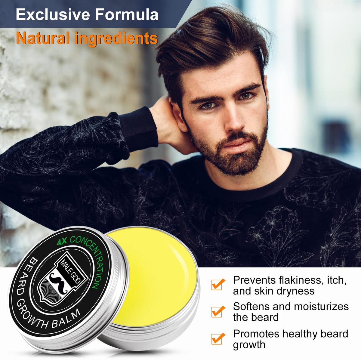 MALE GOD Beard Kit contents displayed