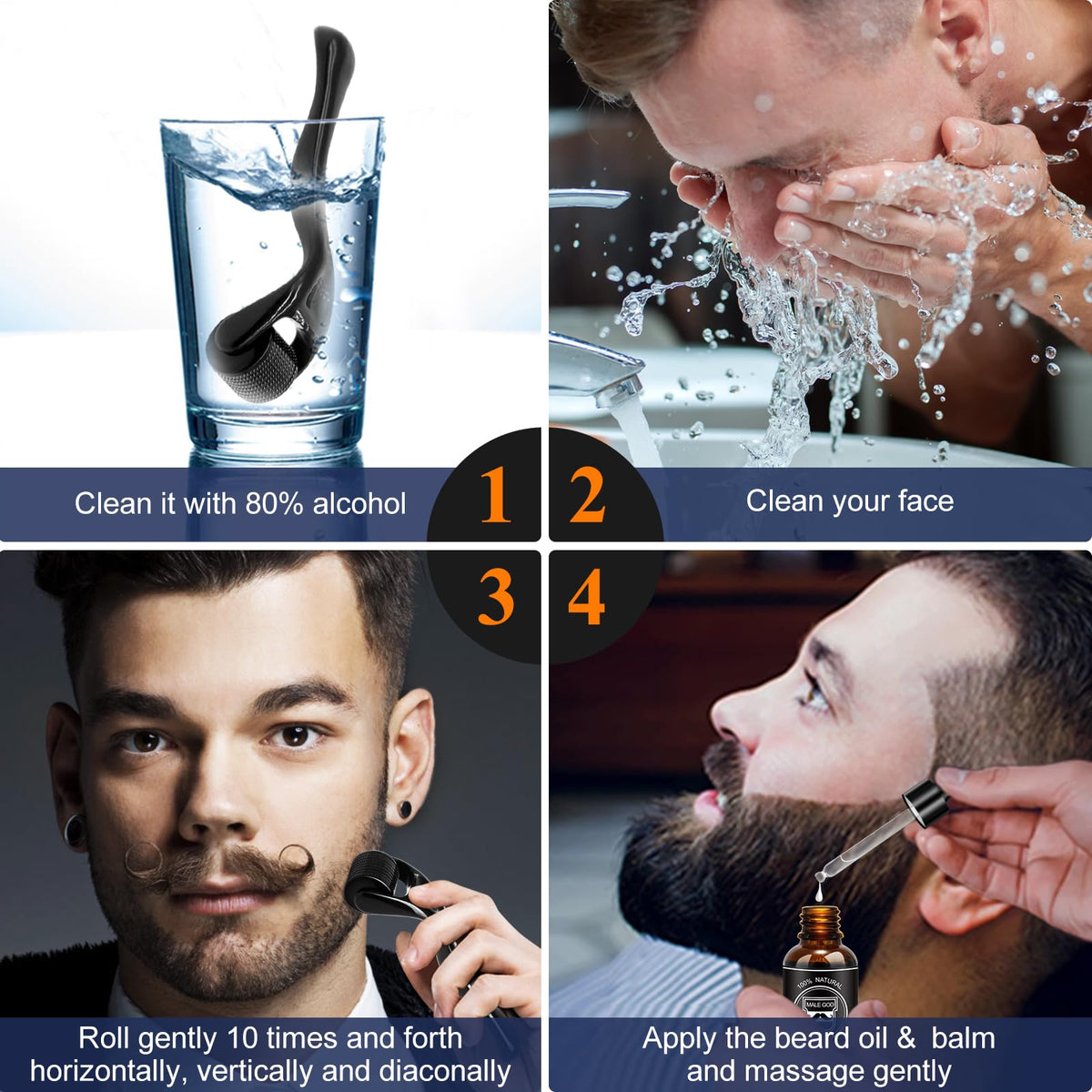 MALE GOD beard oil application on hand