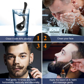 MALE GOD beard oil application on hand