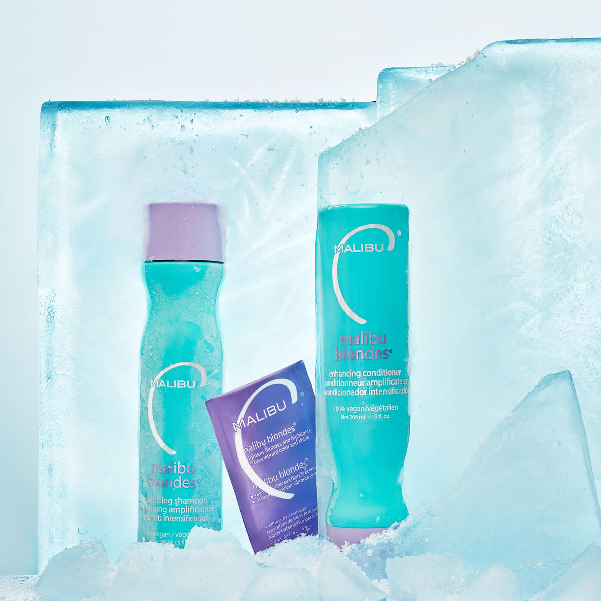 Malibu C Blondes Collection Shampoo and Conditioner set lifestyle scene