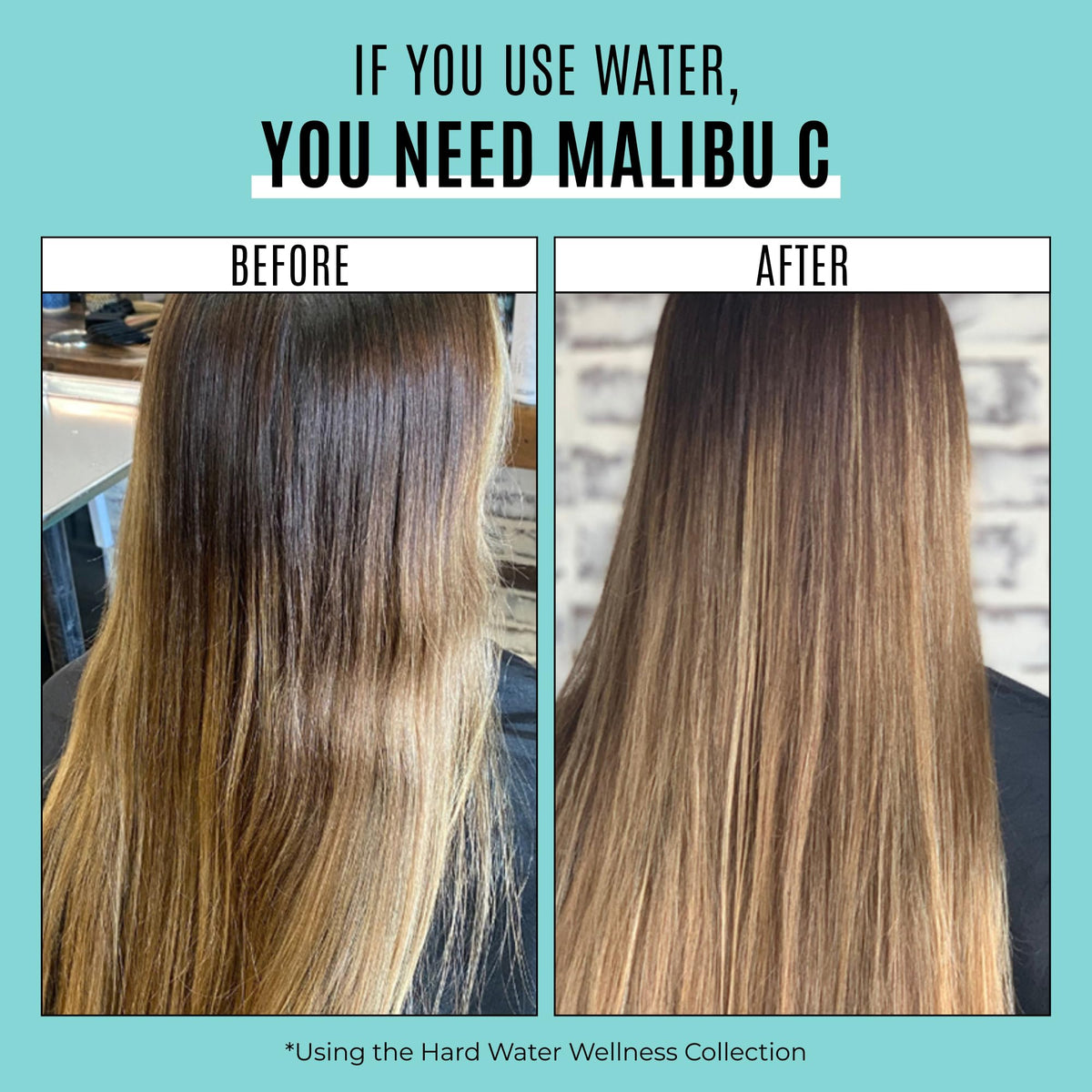 Malibu C Hard Water Conditioner on bathroom shelf