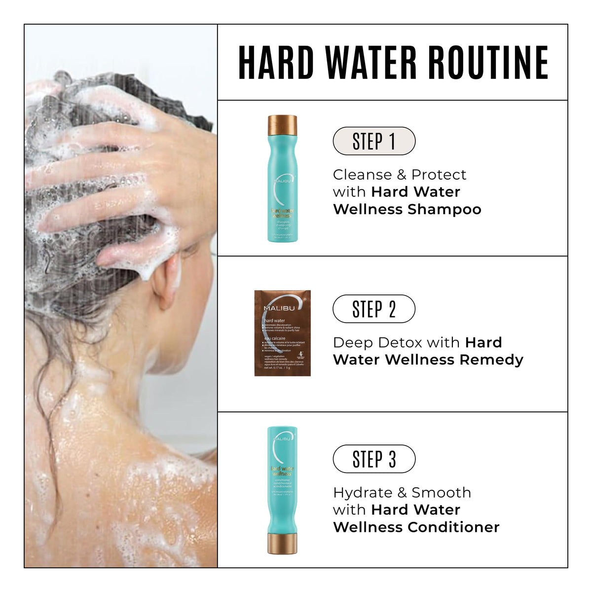 Malibu C Hard Water Wellness Shampoo 9 oz with a lathering effect
