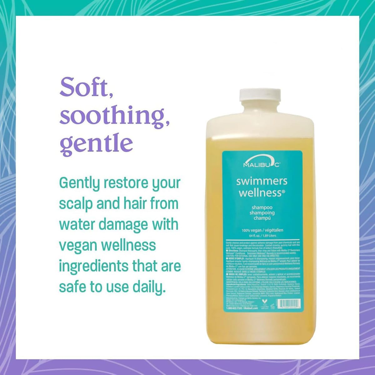 Malibu C Swimmers Wellness Clarifying Shampoo 64oz back view