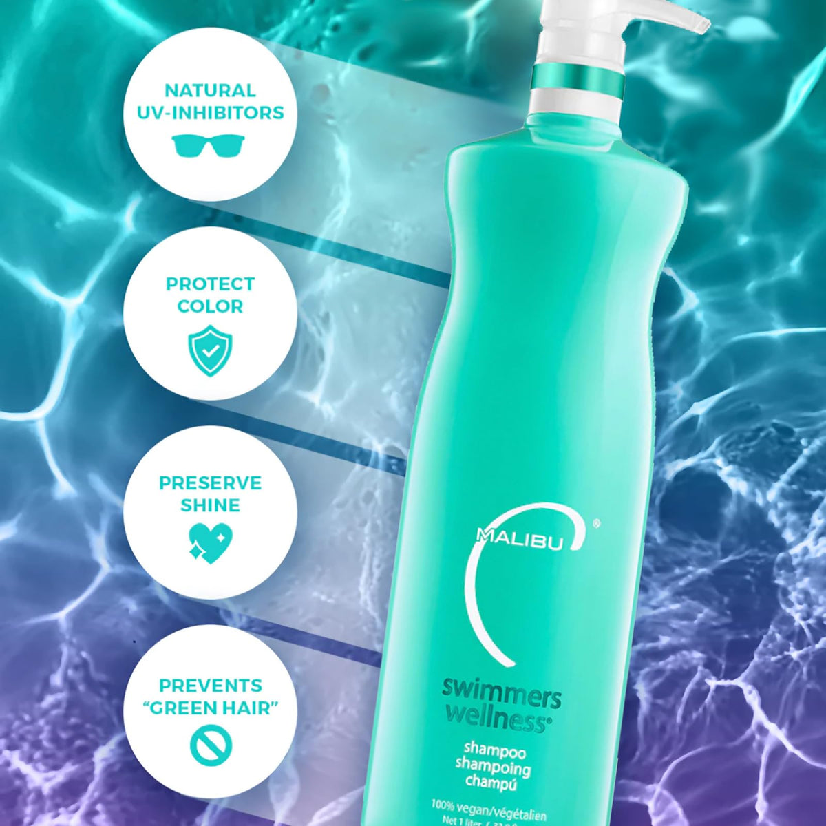Malibu C Swimmers Wellness Clarifying Shampoo bottle side view