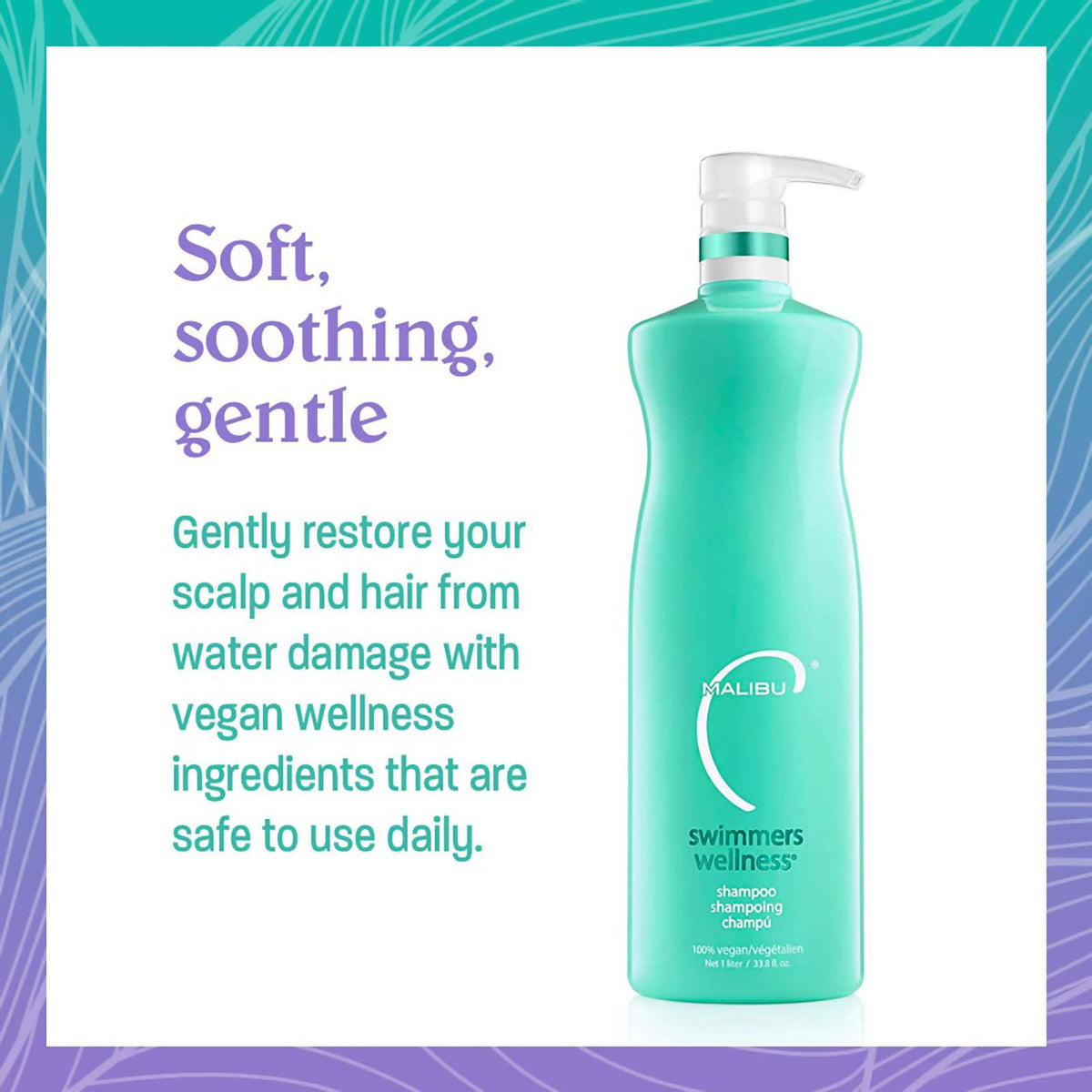 Malibu C Swimmers Wellness Clarifying Shampoo with swimming accessories