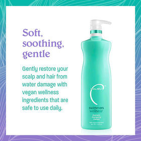 Malibu C Swimmers Wellness Clarifying Shampoo with swimming accessories
