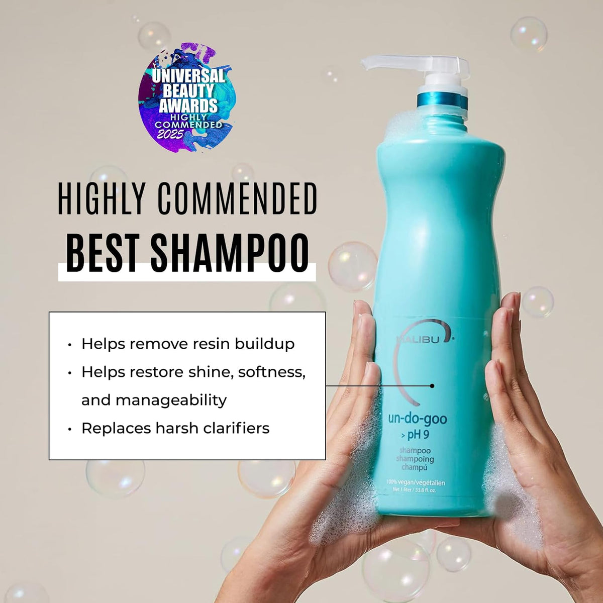 Malibu C Un-Do-Goo Clarifying Shampoo 33.8 oz side view